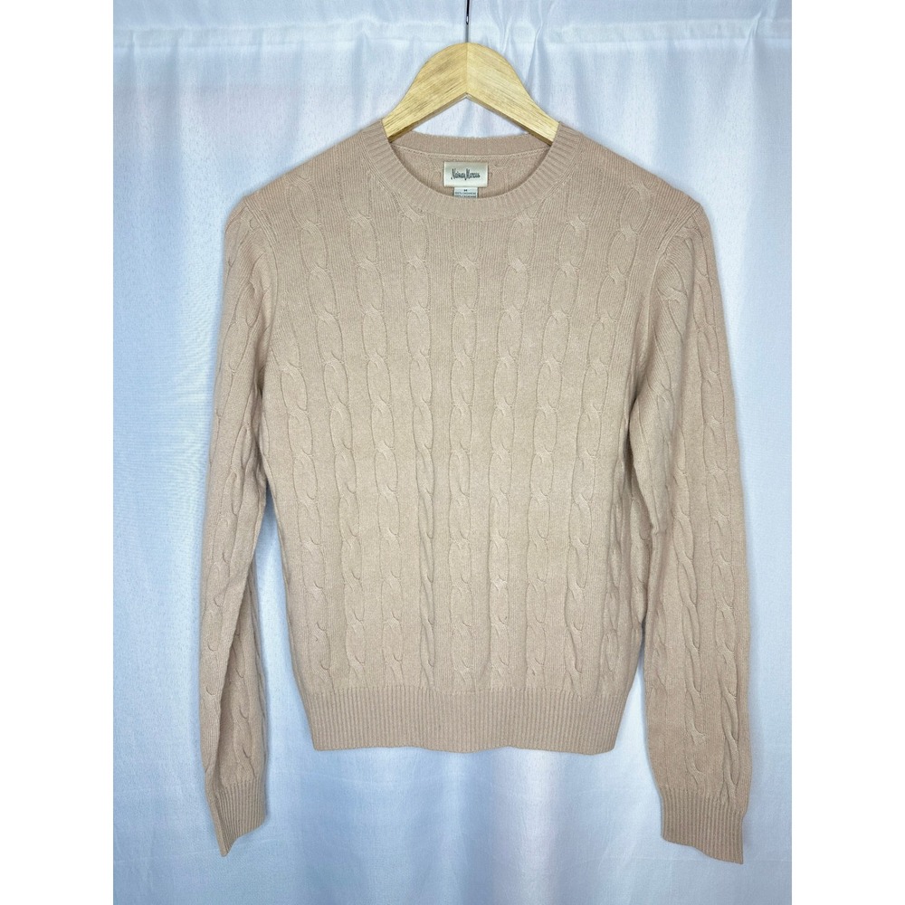 Neiman Marcus Cableknit Cashmere Sweater MEDIUM Minimalist Americana Preppy